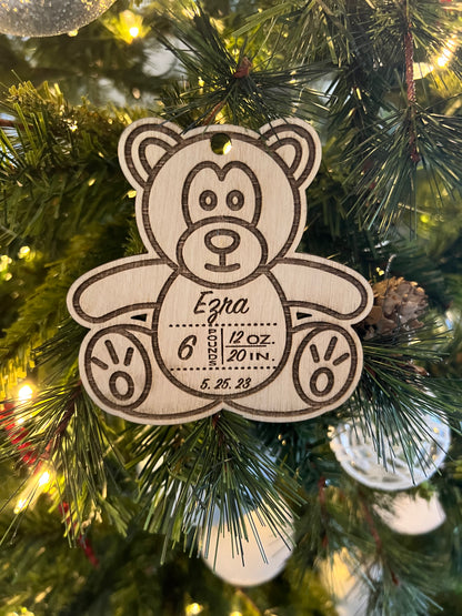 Custom Engraved Baby Birth Ornaments