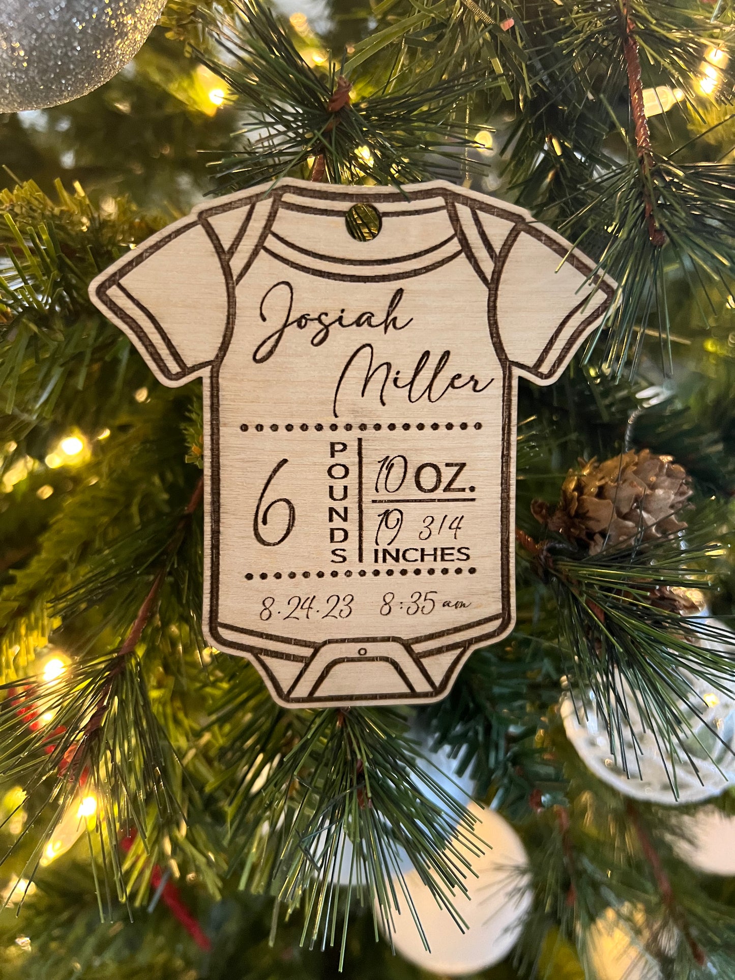 Custom Engraved Baby Birth Ornaments