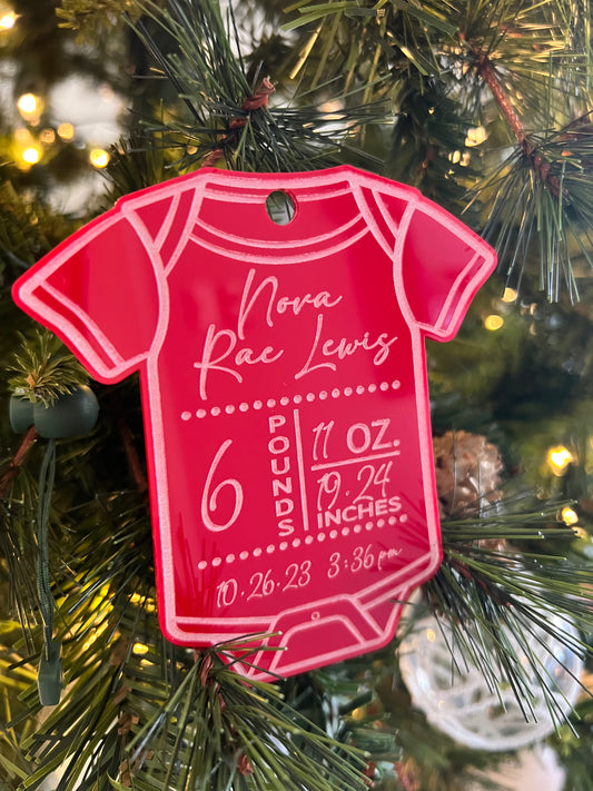 Custom Engraved Baby Birth Ornaments